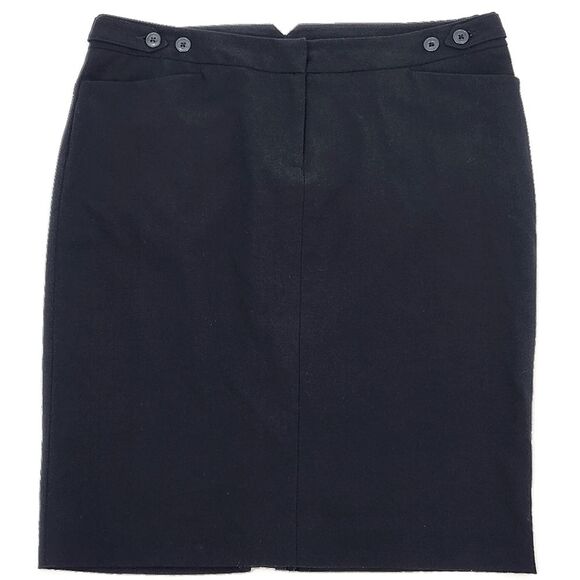 Norma Kamali Black A-line Button Tab Pleated Back Slit Mini Skirt Womens Size 12 - Picture 1 of 7